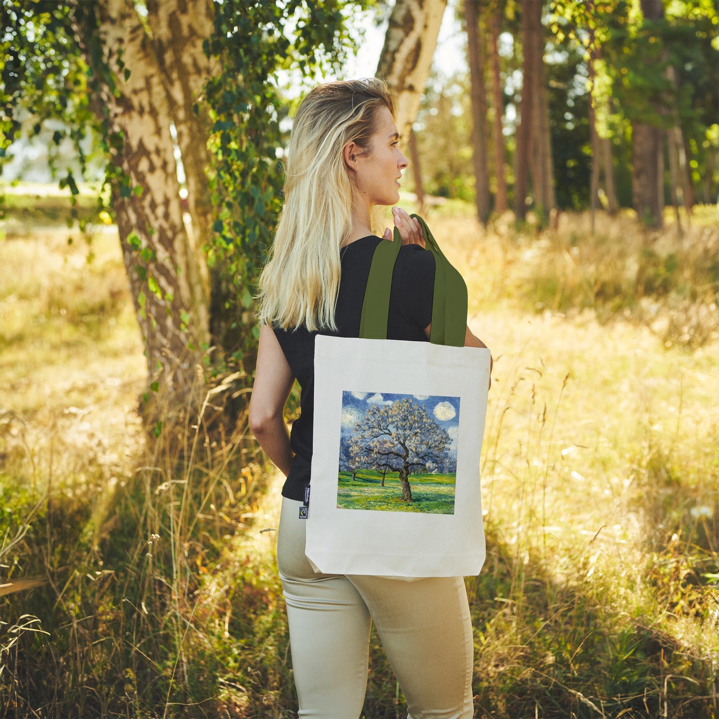 Twill Bag aus Bio- Baumwolle | Gemälde 6 | Apfelbaum in Blüte