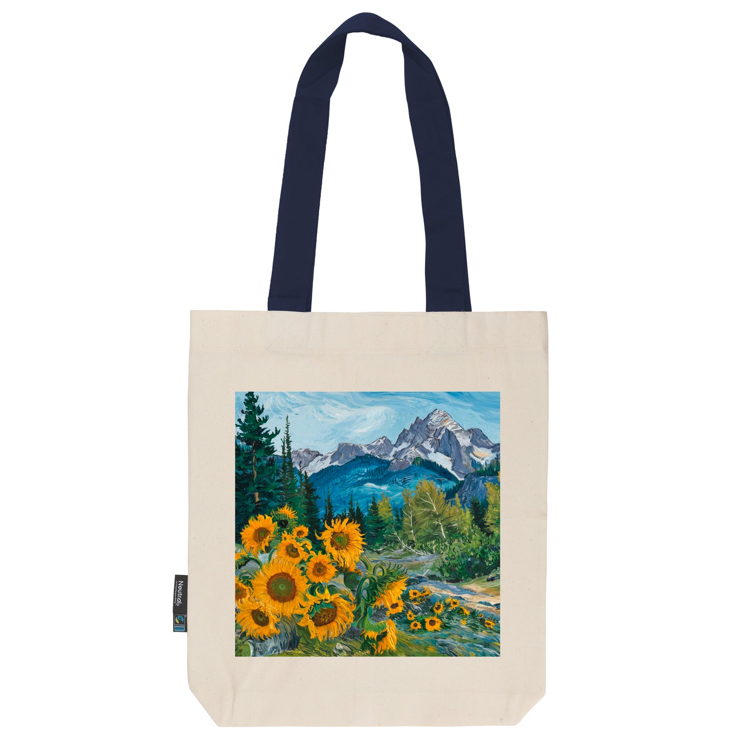 Twill Bag aus Bio- Baumwolle | Gemälde 7 | Gebirge mit Sonnenblume