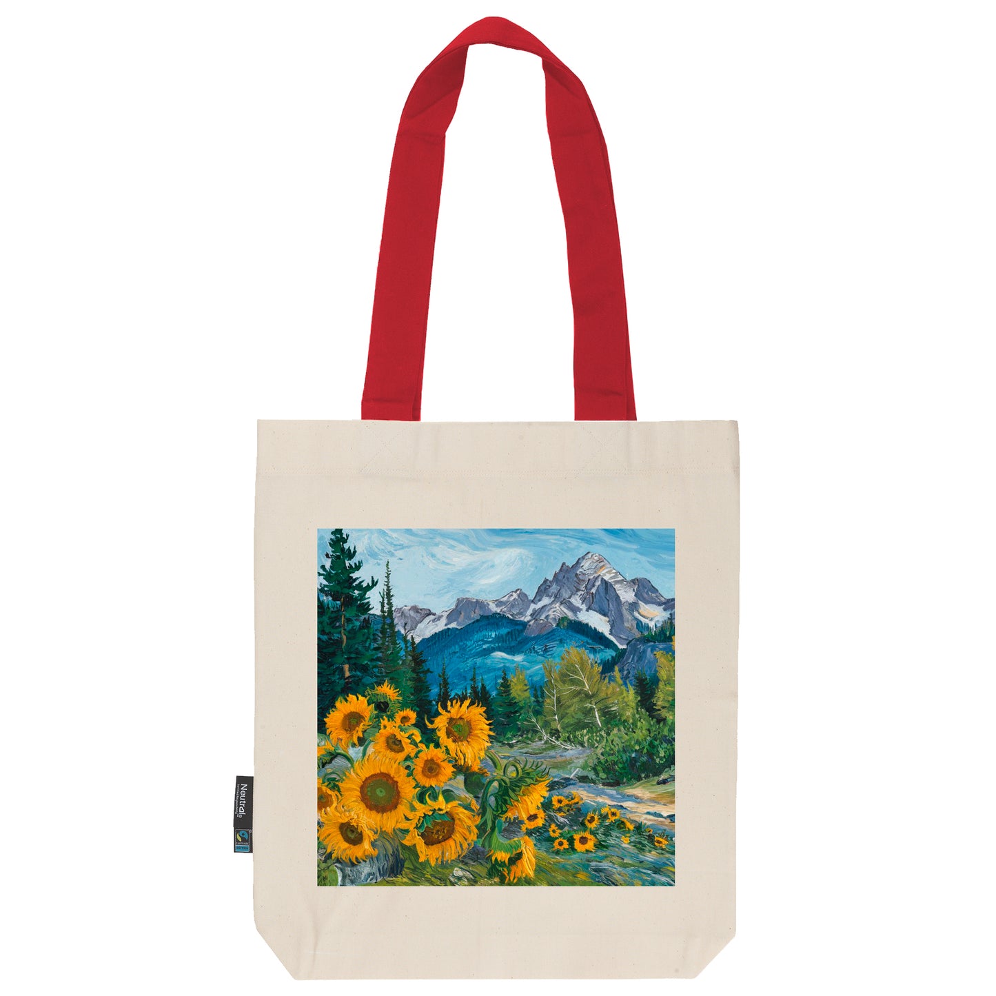 Twill Bag aus Bio- Baumwolle | Gemälde 7 | Gebirge mit Sonnenblume