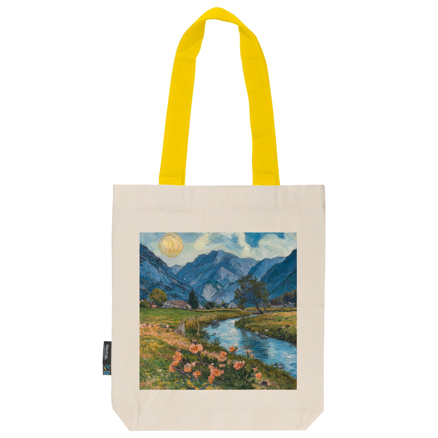 Twill Bag aus Bio- Baumwolle | Gemälde 8 | Bächlein vor Bergen