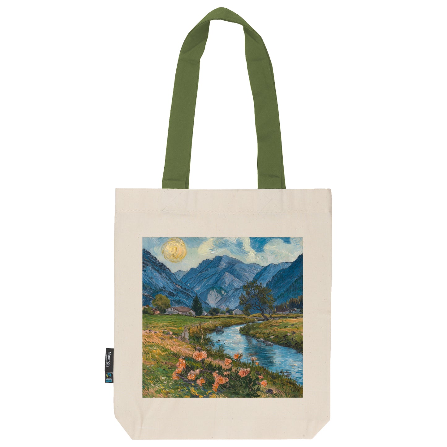 Twill Bag aus Bio- Baumwolle | Gemälde 8 | Bächlein vor Bergen