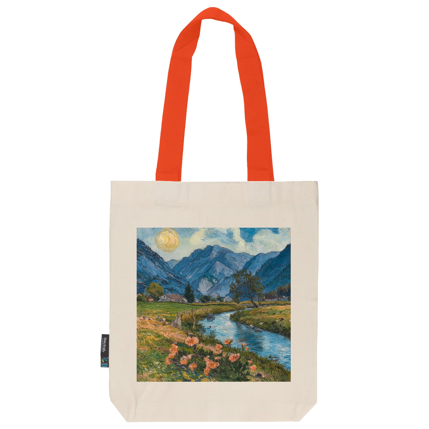 Twill Bag aus Bio- Baumwolle | Gemälde 8 | Bächlein vor Bergen
