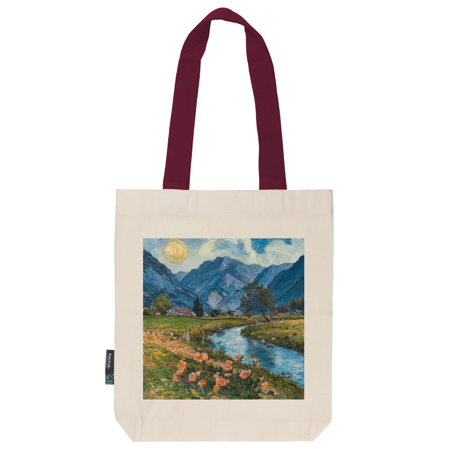 Twill Bag aus Bio- Baumwolle | Gemälde 8 | Bächlein vor Bergen