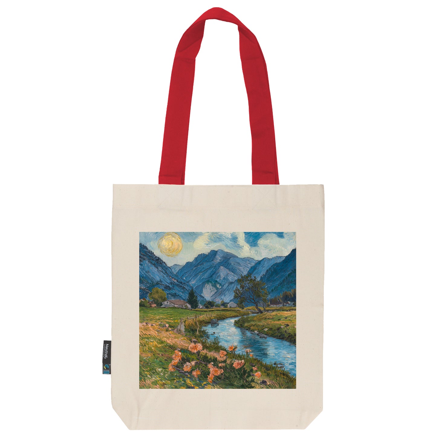 Twill Bag aus Bio- Baumwolle | Gemälde 8 | Bächlein vor Bergen