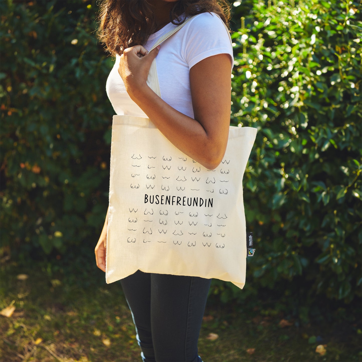 Busenfreundin 2.0 | naturfarbene Stofftasche aus Bio- Baumwolle | entzückendes Geschenk für die beste und liebste Freundin | kurz BFF