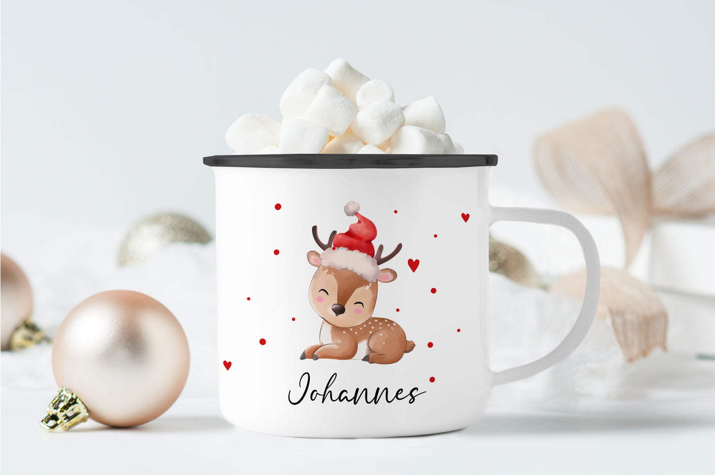 Emaille Tasse mit Name | Baby Rentier
