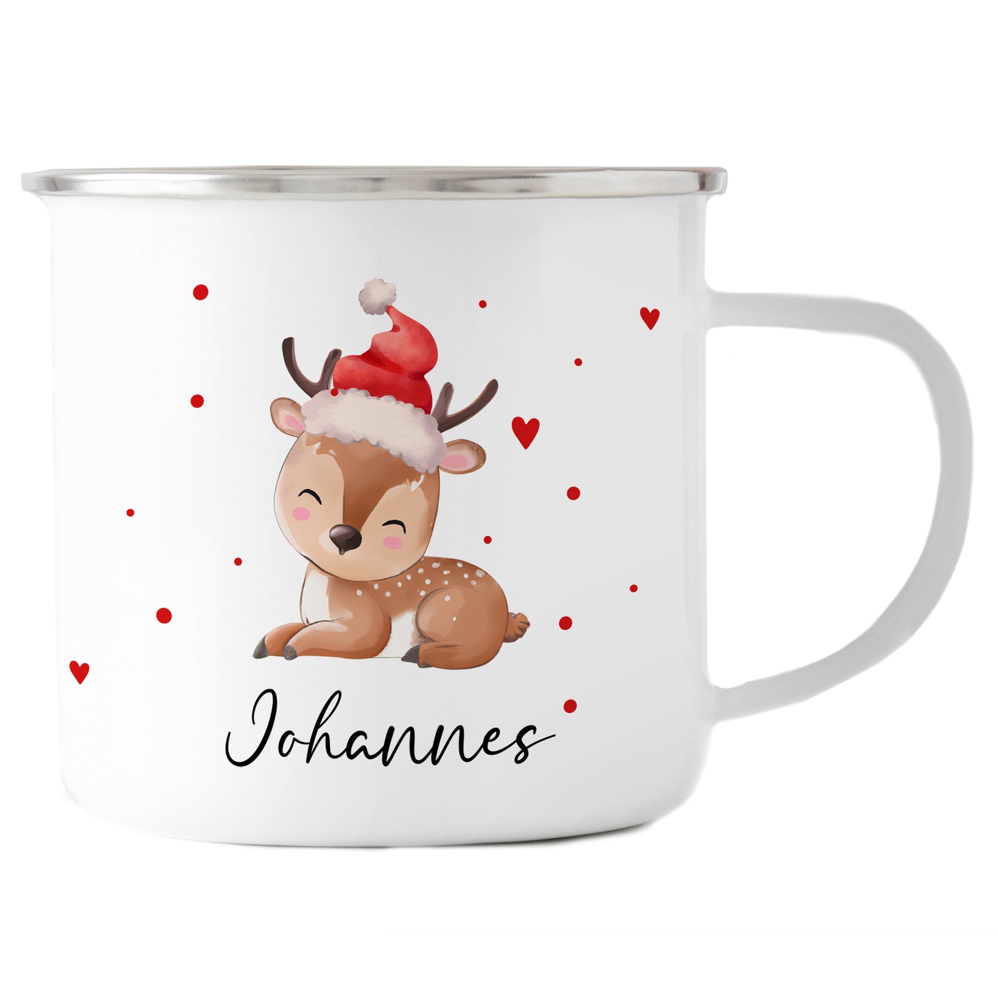 Emaille Tasse mit Name | Baby Rentier