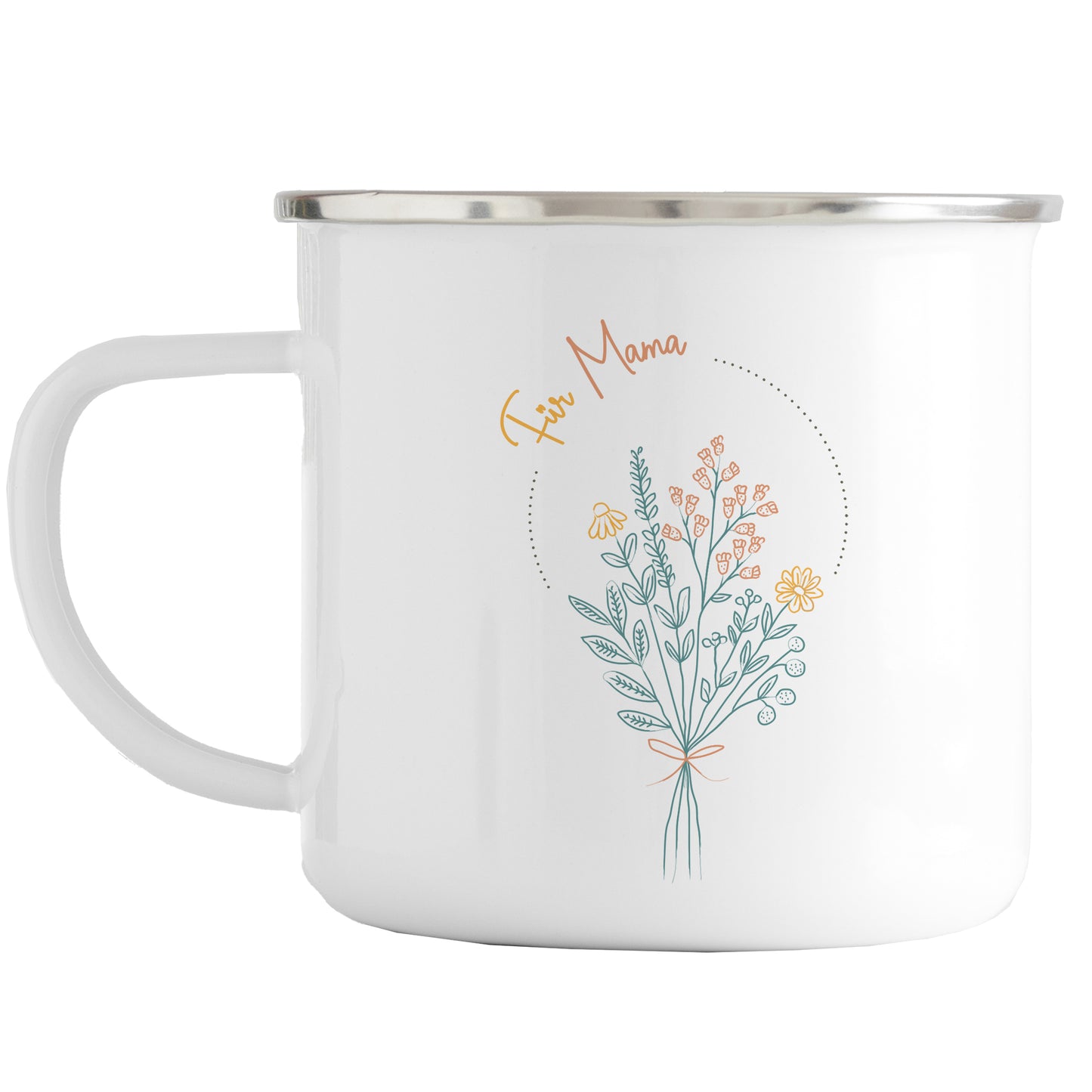 Emaille Tasse mit Name | Blumenstrauß