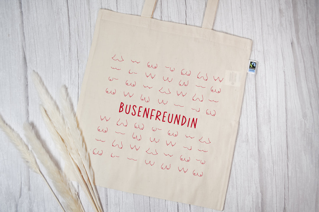 Busenfreundin 2.0 pink | naturfarbene Stofftasche aus Bio- Baumwolle | entzückendes Geschenk für die beste und liebste Freundin | kurz BFF