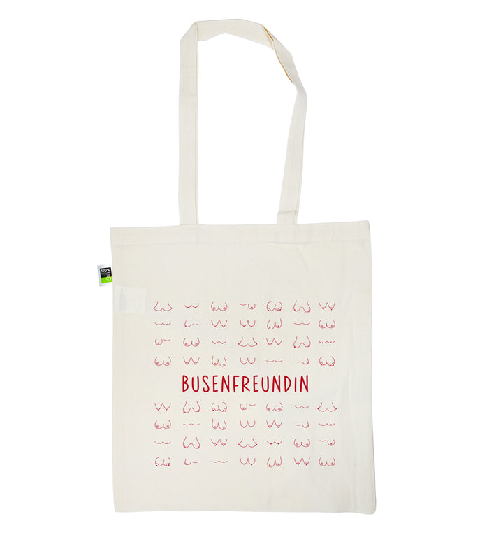 Busenfreundin 2.0 pink | naturfarbene Stofftasche aus Bio- Baumwolle | entzückendes Geschenk für die beste und liebste Freundin | kurz BFF