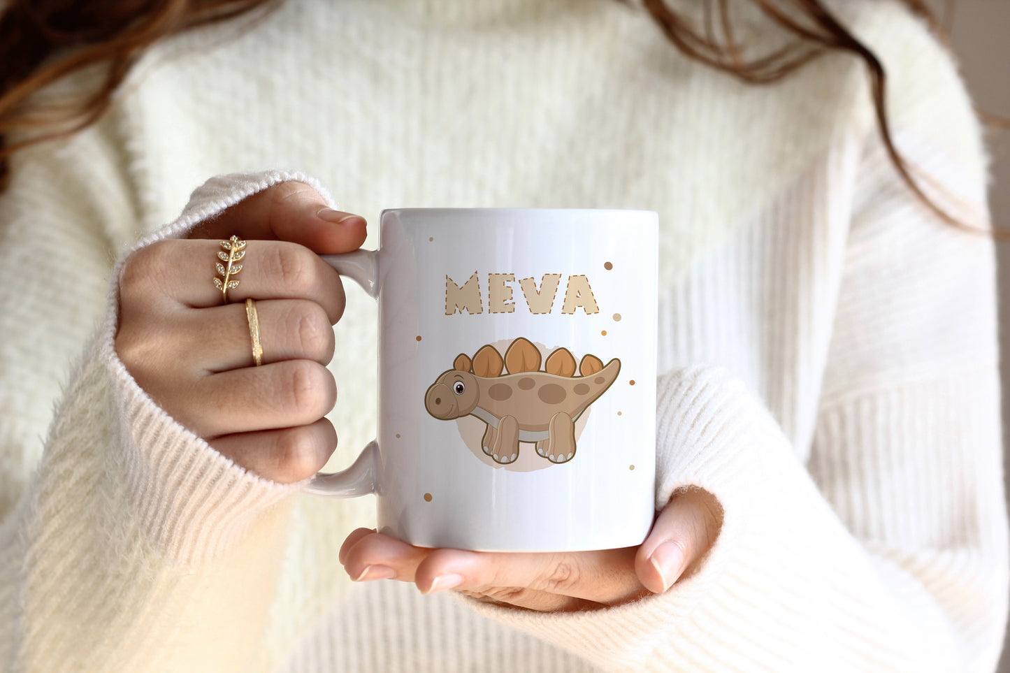 Keramik Tasse mit Namen | Dino 3 | Stegosaurus