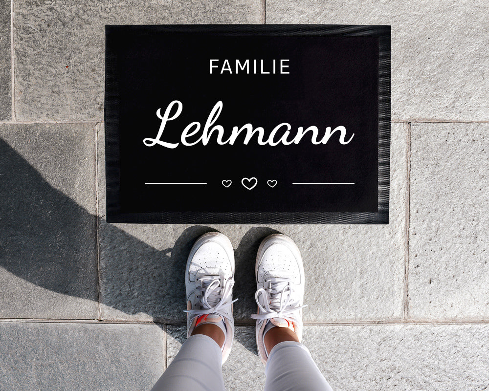 Personalisierte Fußmatte mit Wunschnamen | Familie 3 | 35 x 50 cm oder 40 x 60 cm | Geschenkidee zum Einzug, Umzug für Familien