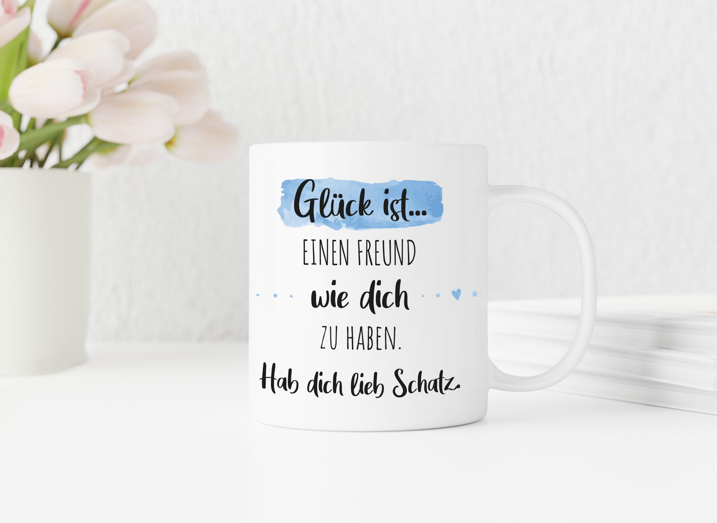 Keramik Tasse mit Namen | Glück ist einen Freund wie dich zu haben