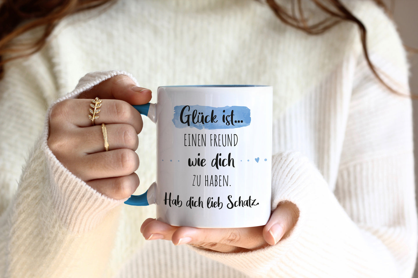 Keramik Tasse mit Namen | Glück ist einen Freund wie dich zu haben