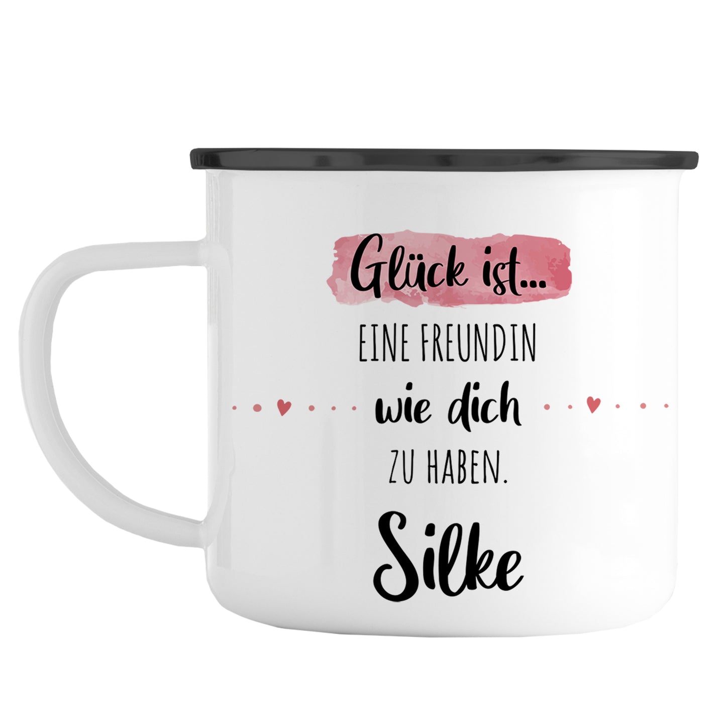 Emaille Tasse mit Namen | Glück ist Freundin eine wie dich zu haben