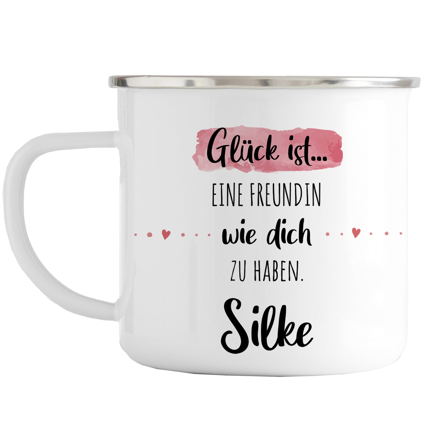 Emaille Tasse mit Namen | Glück ist Freundin eine wie dich zu haben