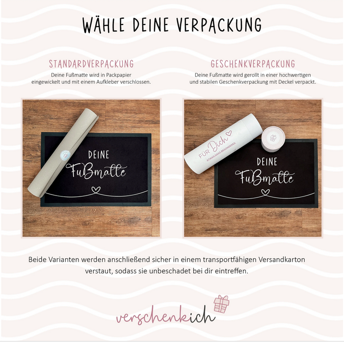 Fußmatte mit Namen und Datum | Just married – Goldverlauf | 35x50 cm, 40x60 cm, 50x70 cm