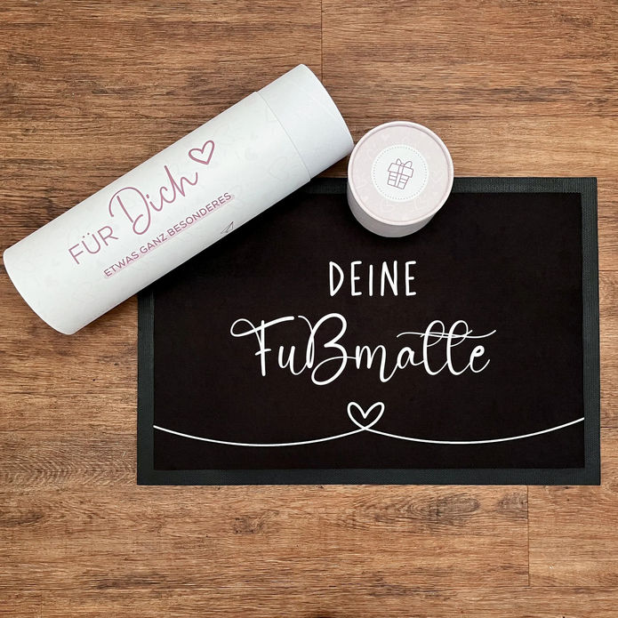 Personalisierte Fußmatte mit Wunschnamen | Just married – Weiß | 35 x 50 cm oder 40 x 60 cm | Geschenkidee zur Hochzeit für Paare