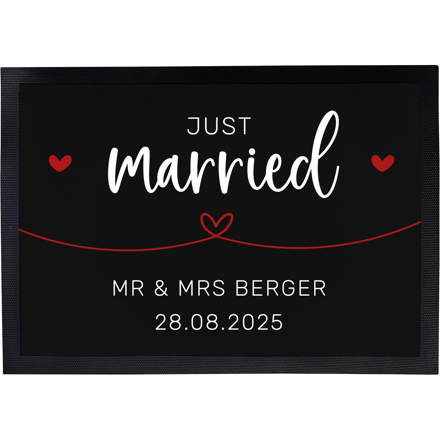 Fußmatte mit Namen + Datum | Just married – Rot