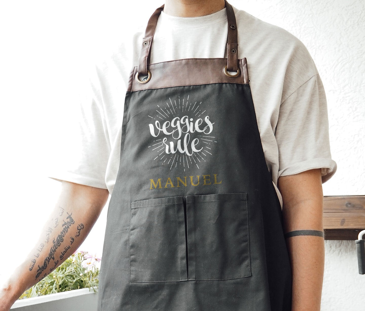 Kochschürze mit Name | Veggies rule