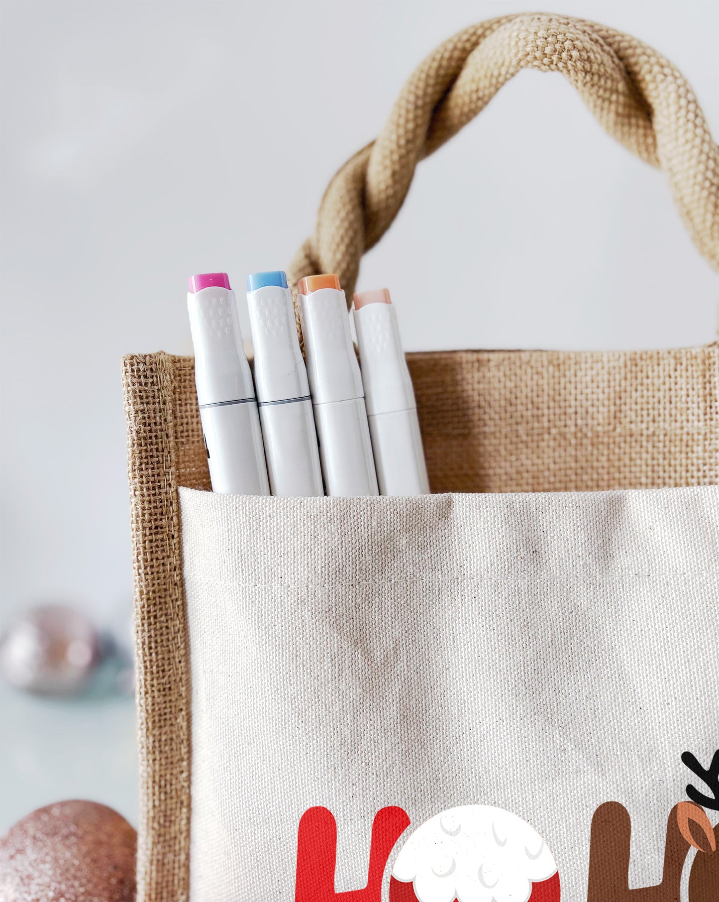 Jute Pocket Tasche mit Namen | Ho Ho Ho