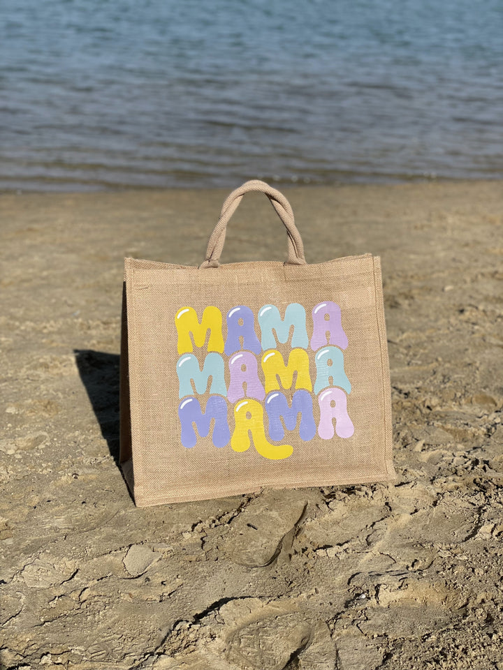 Limited Edition | großer Jute Shopper | Mama | Ideal als Einkaufstasche | Strandtasche | oder zum Muttertag | 32 Liter