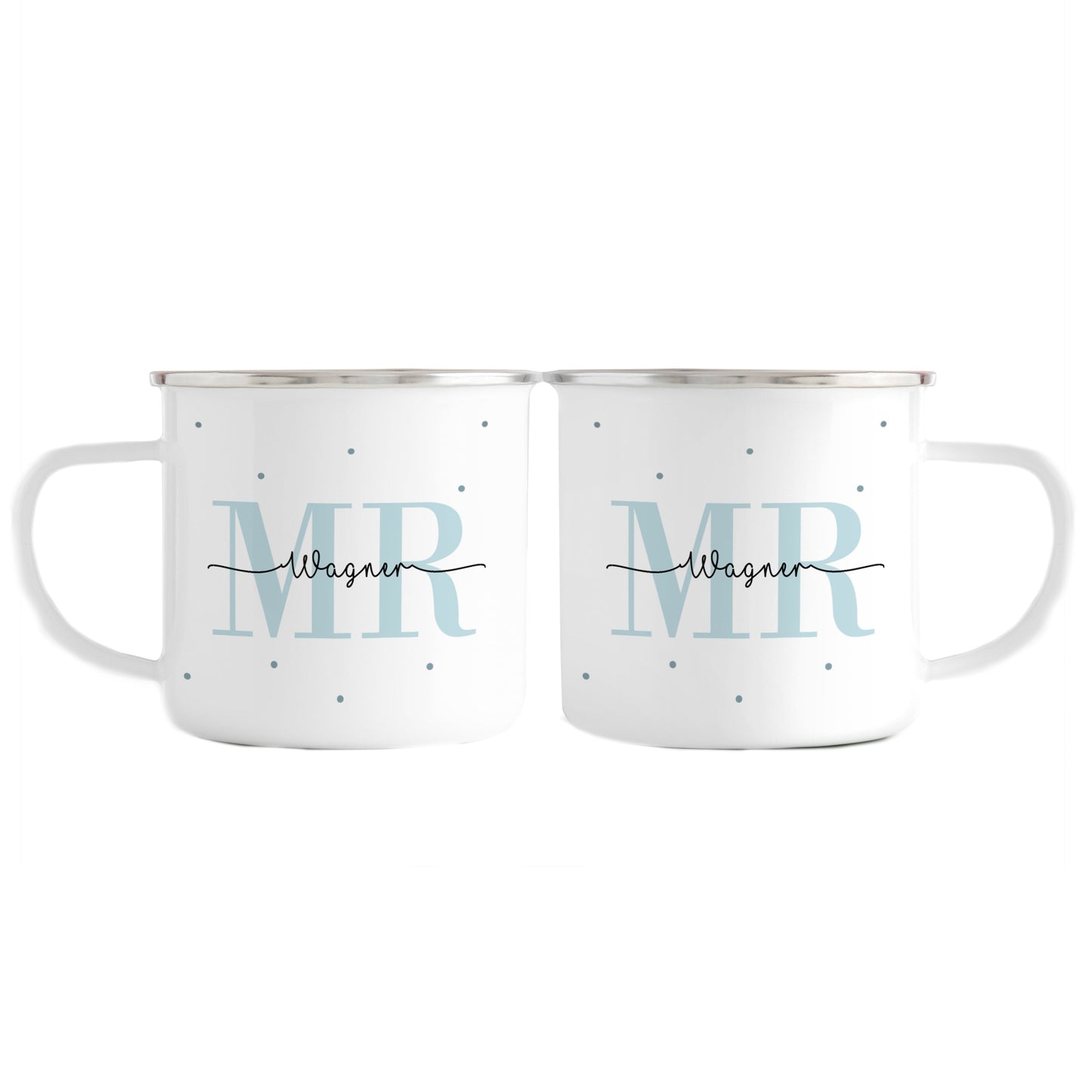 Emaille Tassen-Set mit Namen + Datum | Mr + Mr