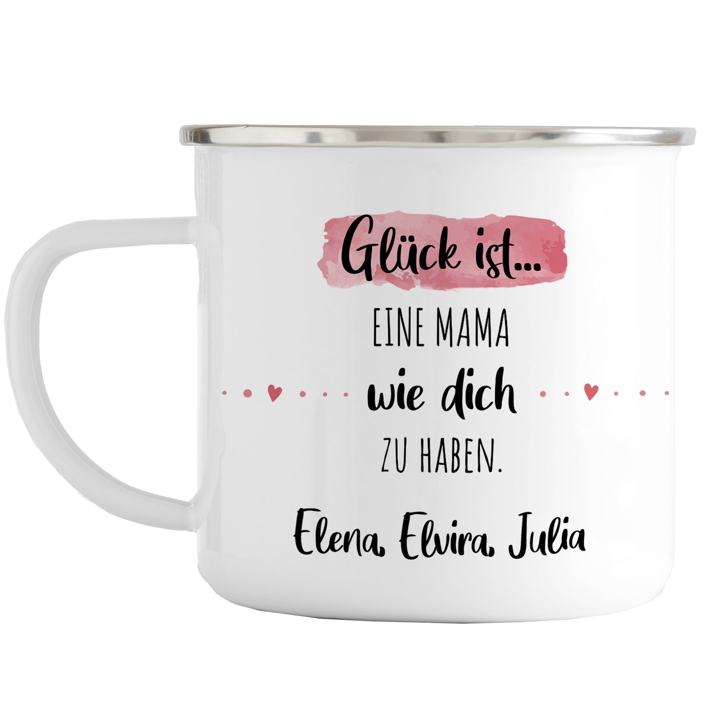 Emaille Tasse mit Namen | Glück ist eine Mama wie dich zu haben