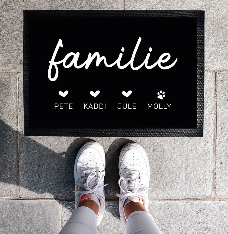 Fußmatte mit Vornamen & Pfote | Familie 8