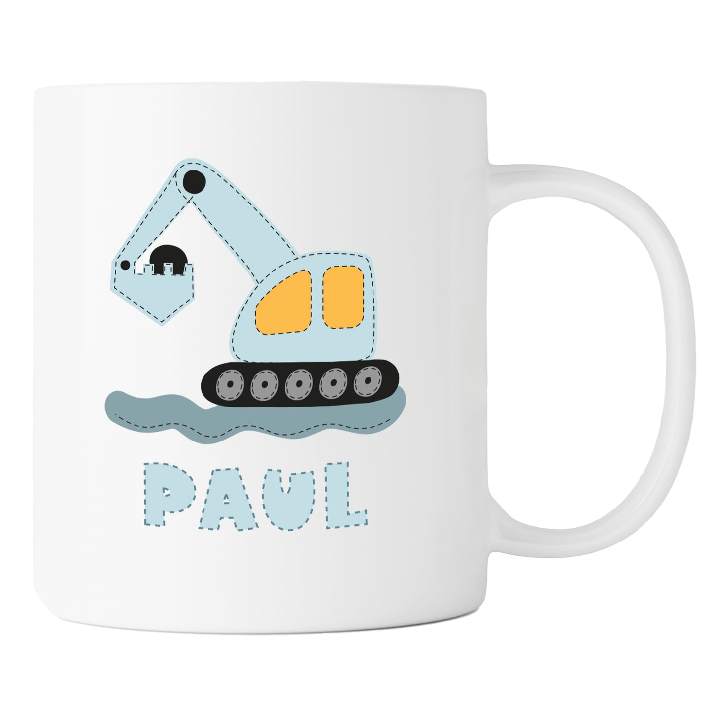 Keramik Tasse mit Namen | Bagger blau