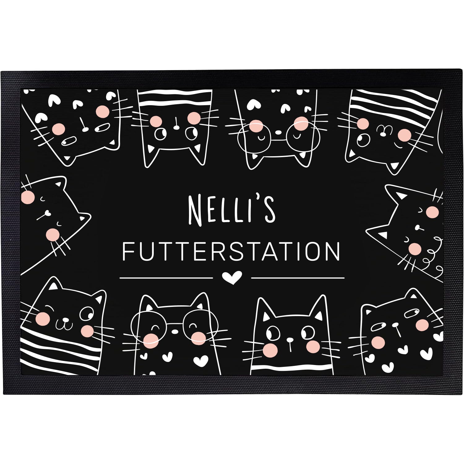 Personalisierte Napfunterlage | Futterstation schwarze Katzen   verschenkich.de