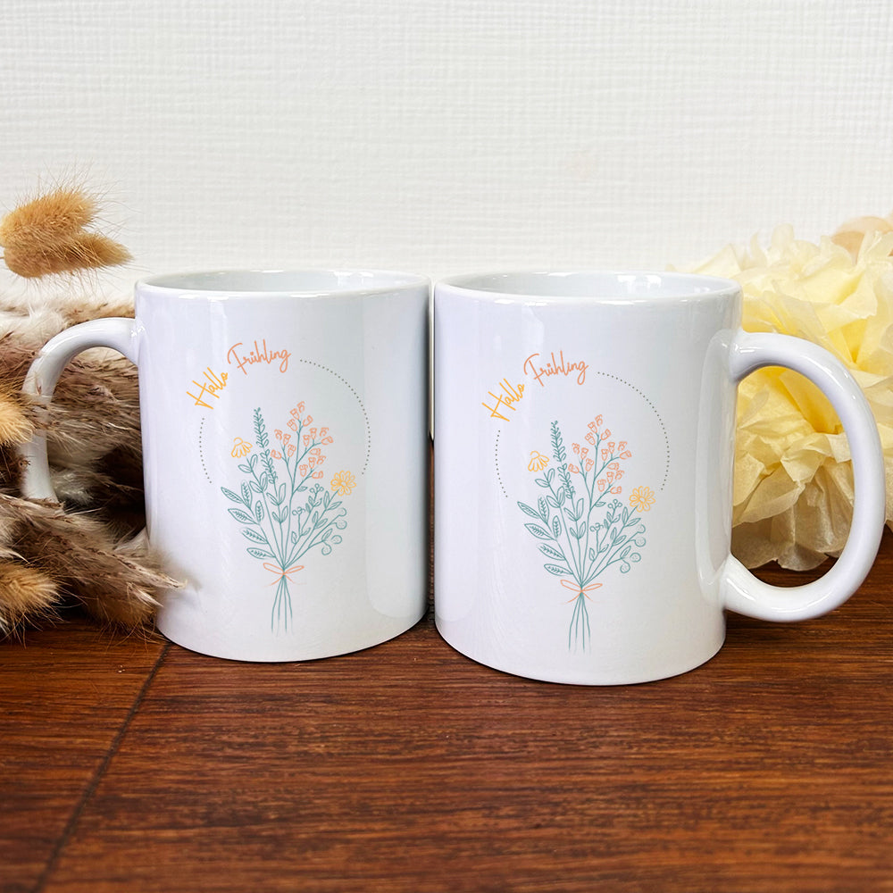 Keramik Tasse mit Name | Blumenstrauß