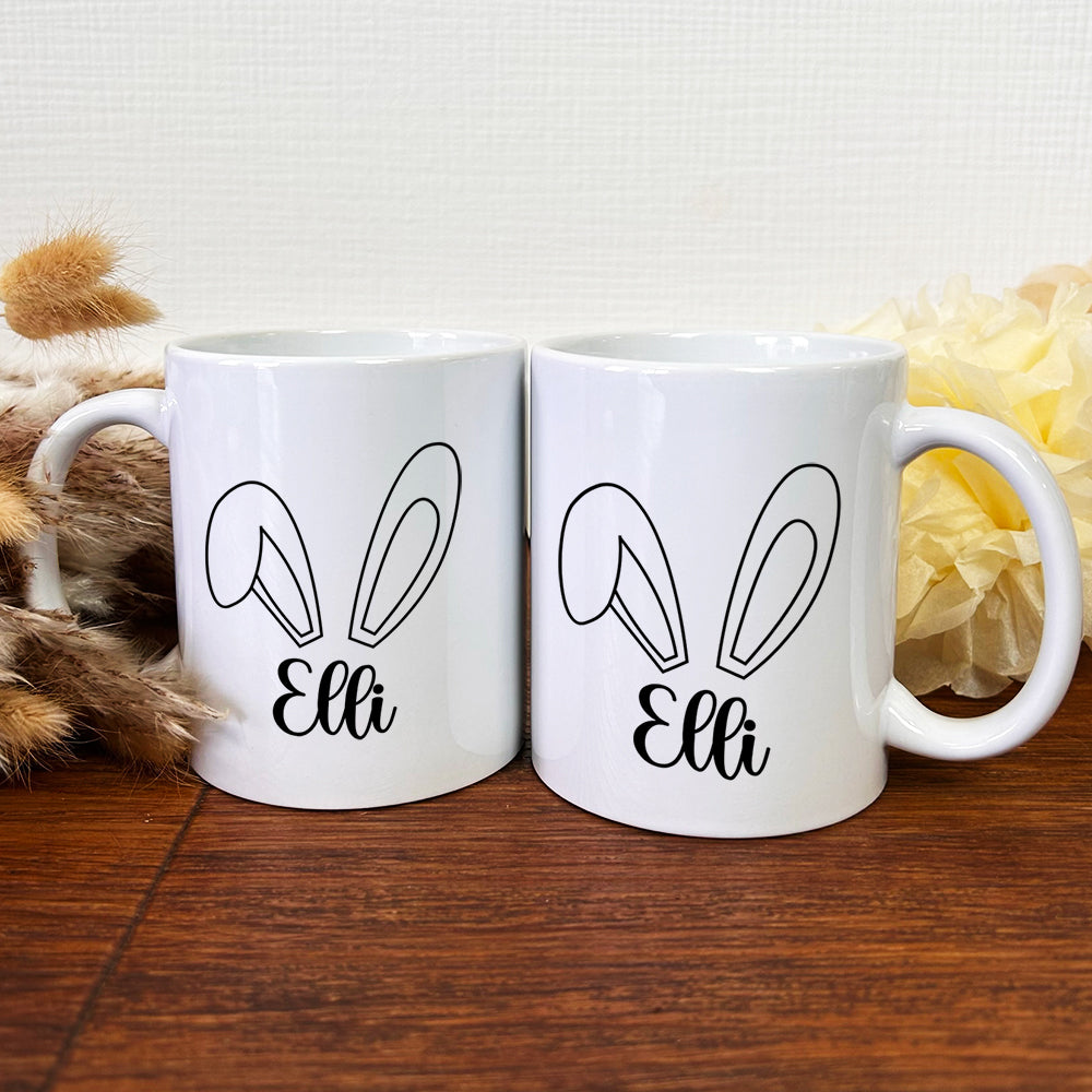Personalisierte Tasse | mit Wunschnamen | Hasenohren 2 | Ostern | Kaffeetasse als Geschenkidee und Ostergruß