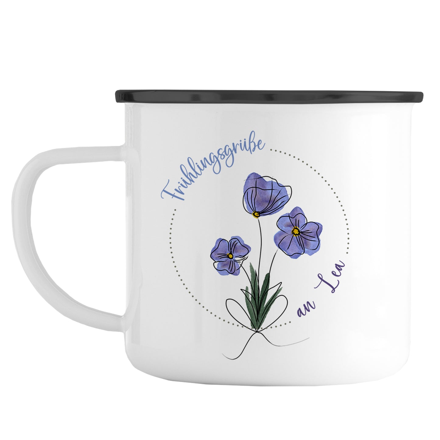 Emaille Tasse mit Name | Veilchen
