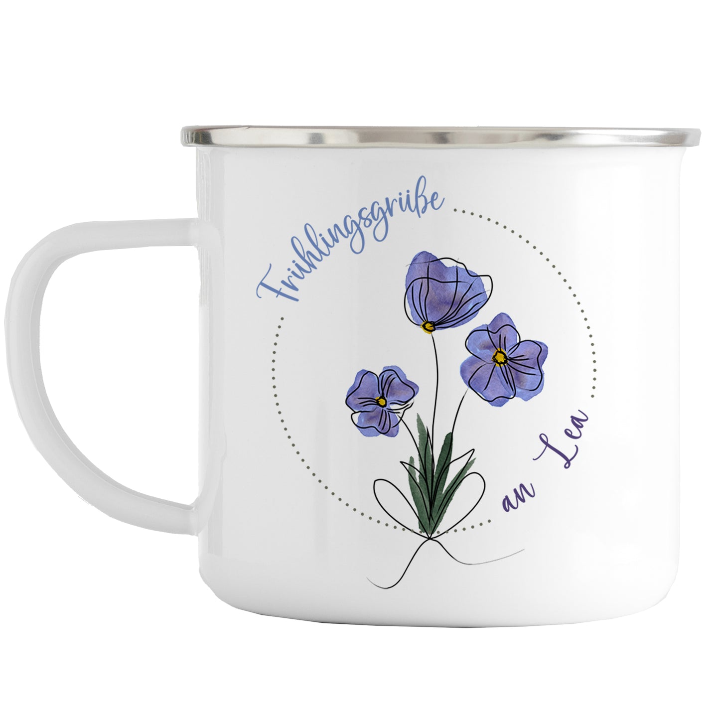Emaille Tasse mit Name | Veilchen