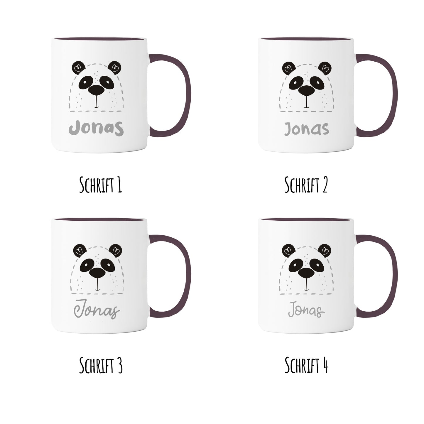 Keramik Tasse mit Name | Panda