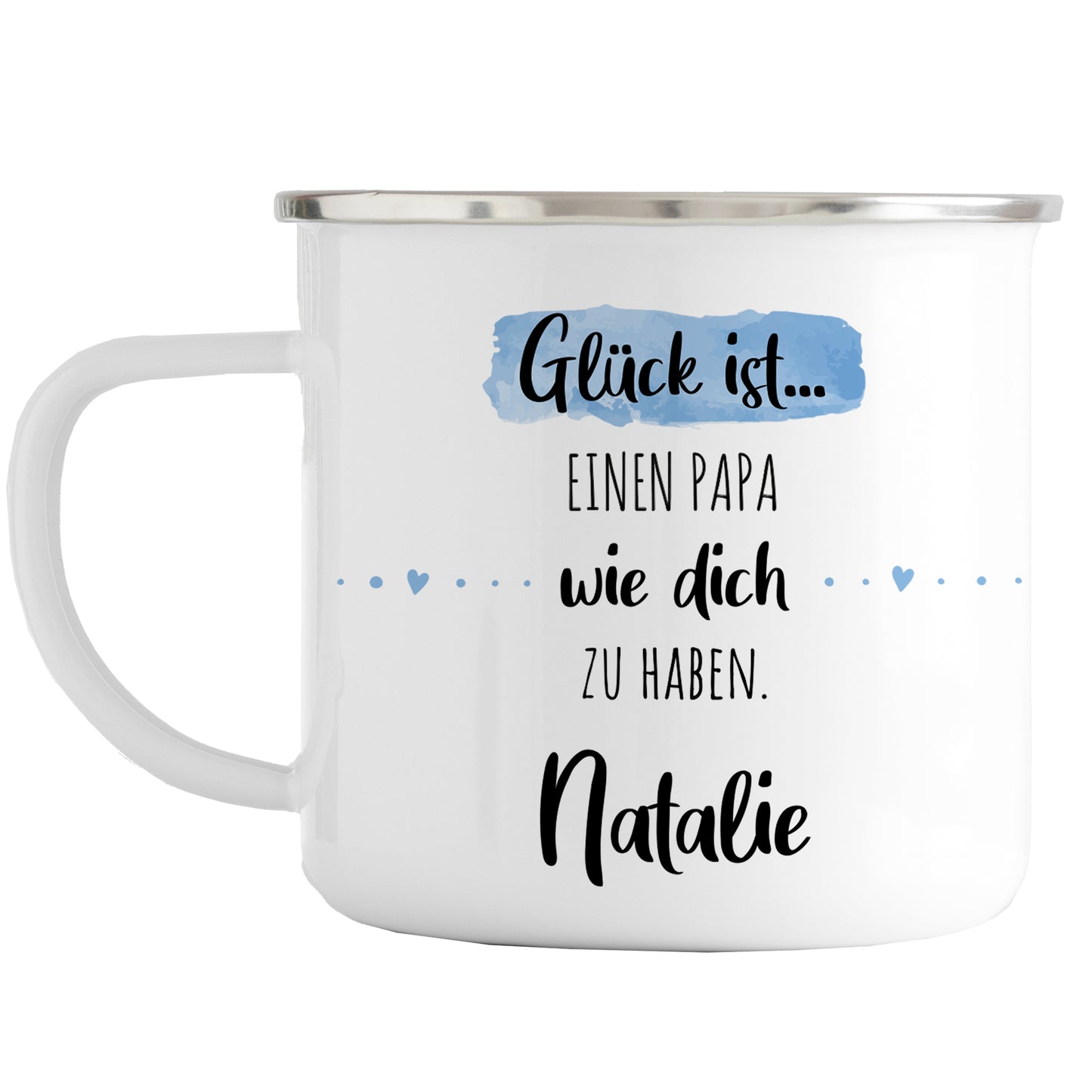 Emaille Tasse mit Namen | Glück ist einen Papa wie dich zu haben