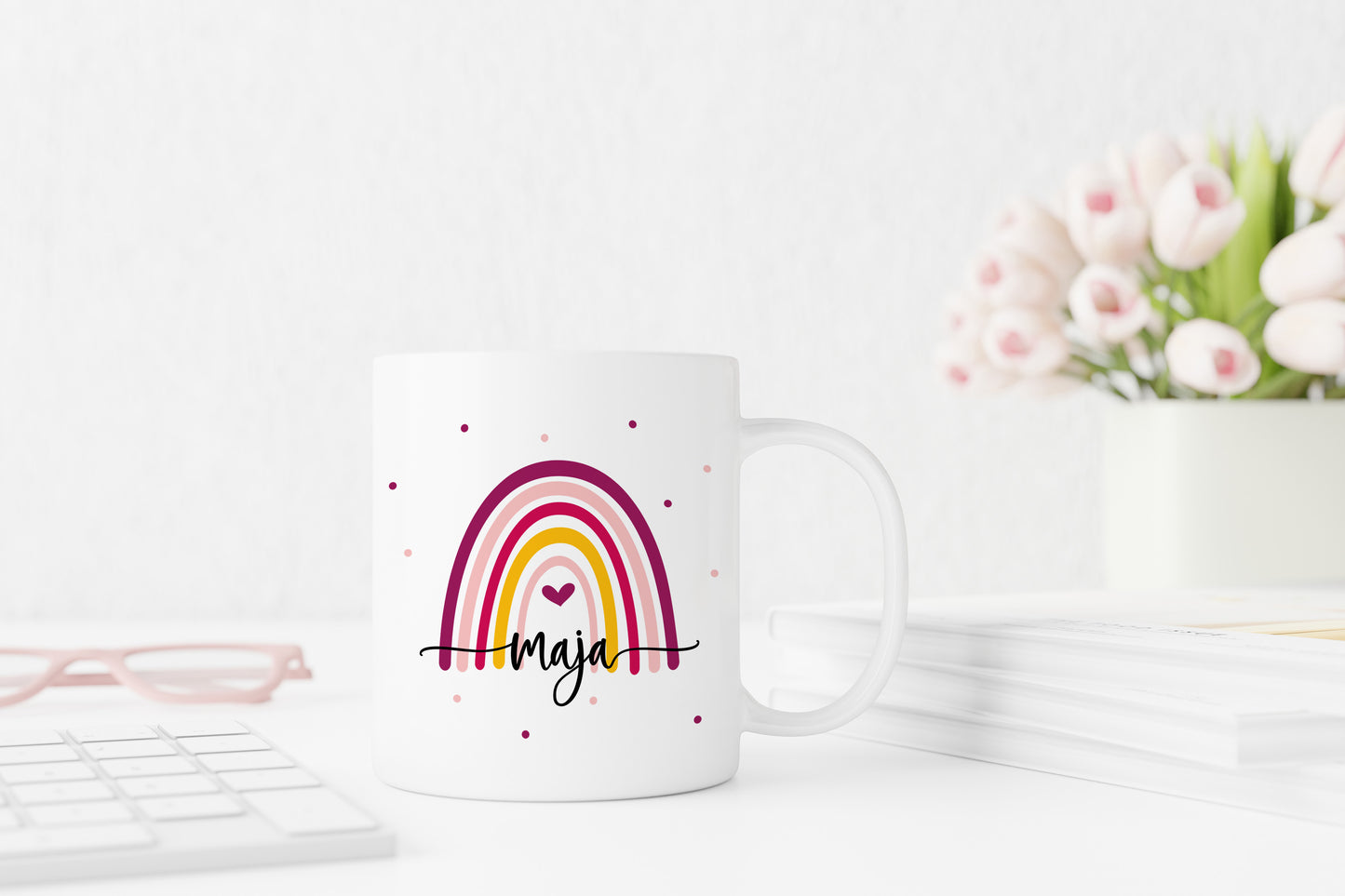 Personalisierte Tasse | mit Wunschnamen | Regenbogen bunt | wundervolle Geschenkidee | besonderes Geschenk zum Geburtstag