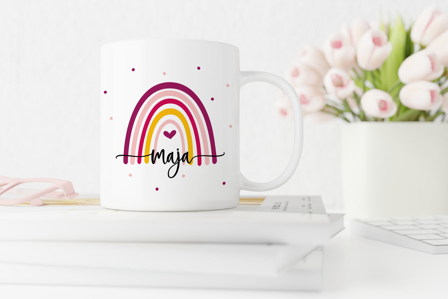 Personalisierte Tasse | mit Wunschnamen | Regenbogen bunt | wundervolle Geschenkidee | besonderes Geschenk zum Geburtstag