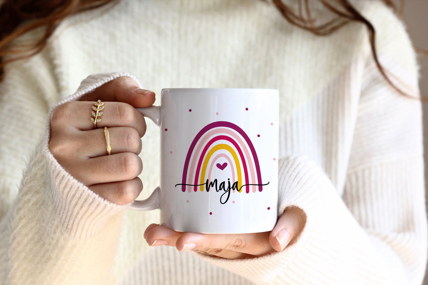 Personalisierte Tasse | mit Wunschnamen | Regenbogen bunt | wundervolle Geschenkidee | besonderes Geschenk zum Geburtstag