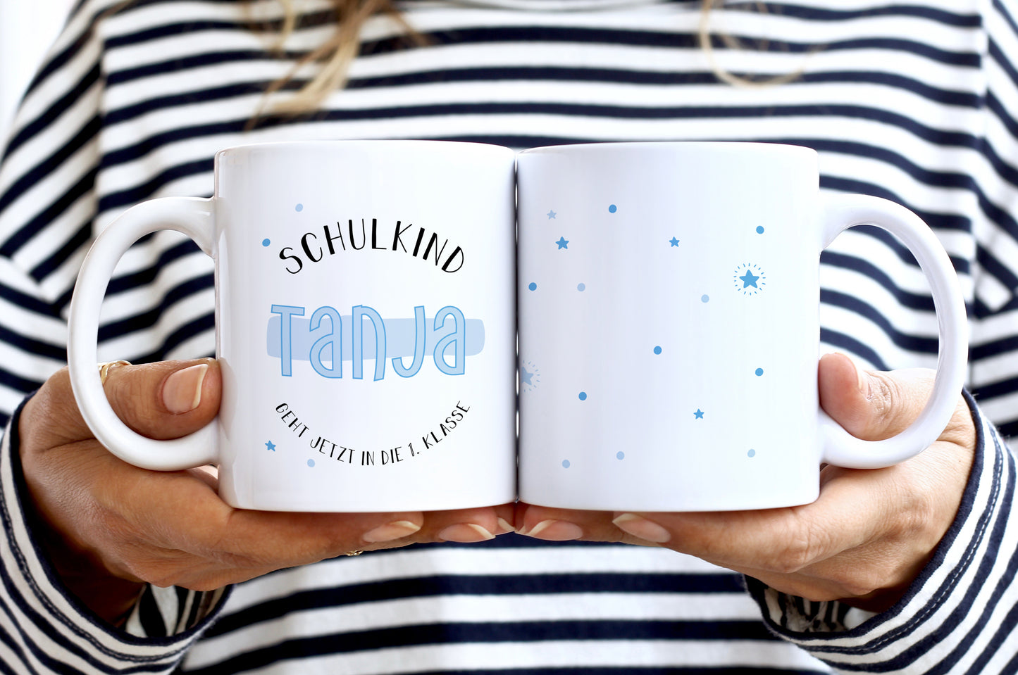 Keramik Tasse mit Namen | Schulkind Blau