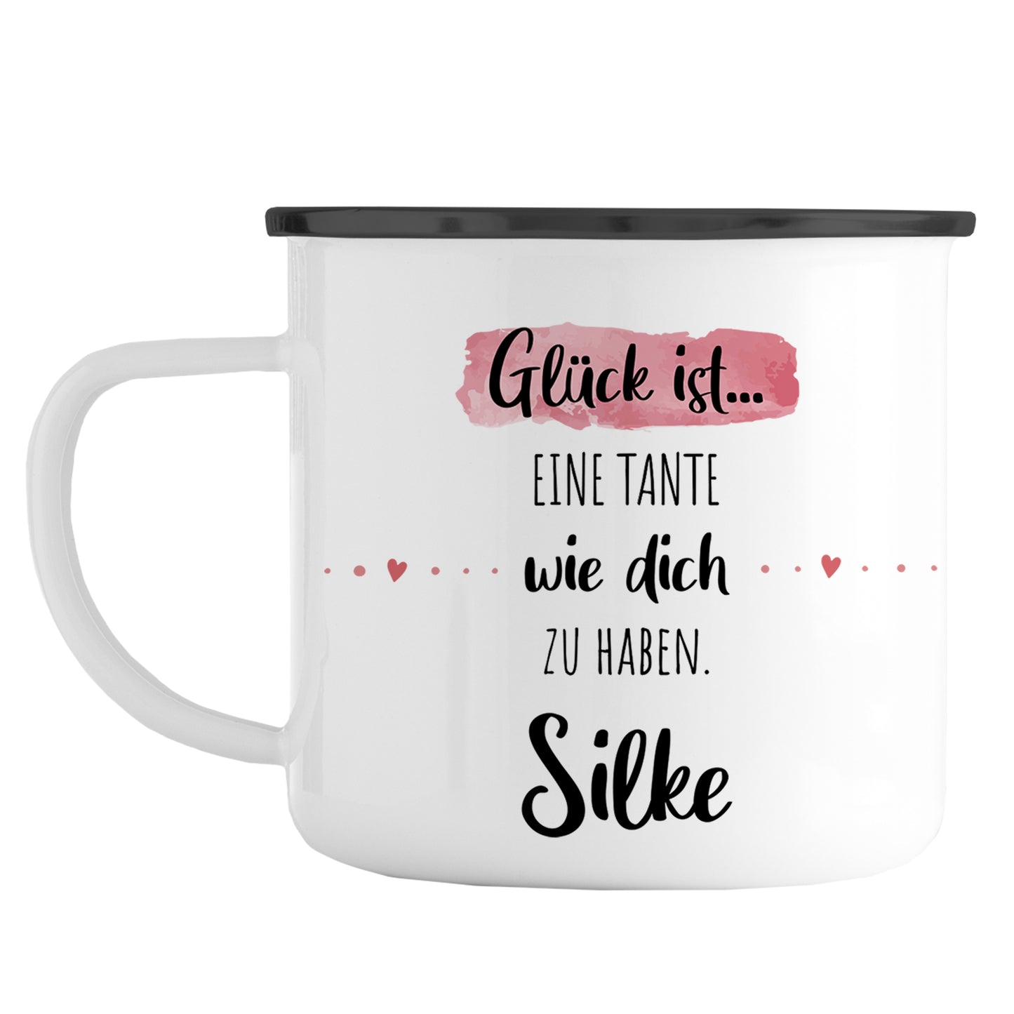 Emaille Tasse mit Namen | Glück ist eine Tante wie dich zu haben