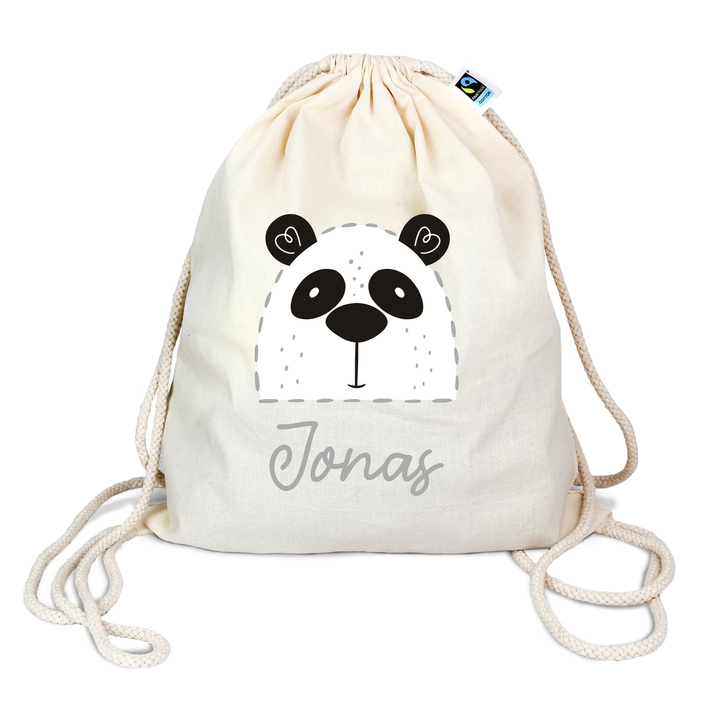 Turnbeutel aus Bio-Baumwolle mit Name | Panda