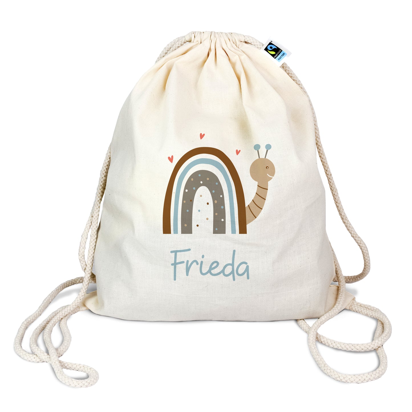 Turnbeutel aus Bio-Baumwolle mit Name | Schnecke