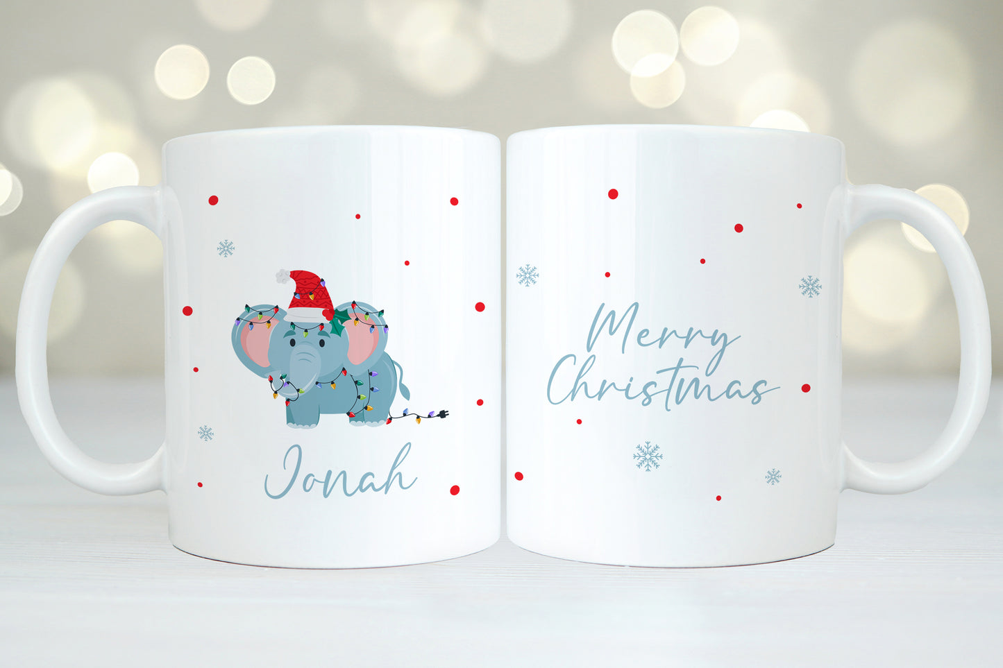 Keramik Tasse mit Name | Weihnachts- Elefant