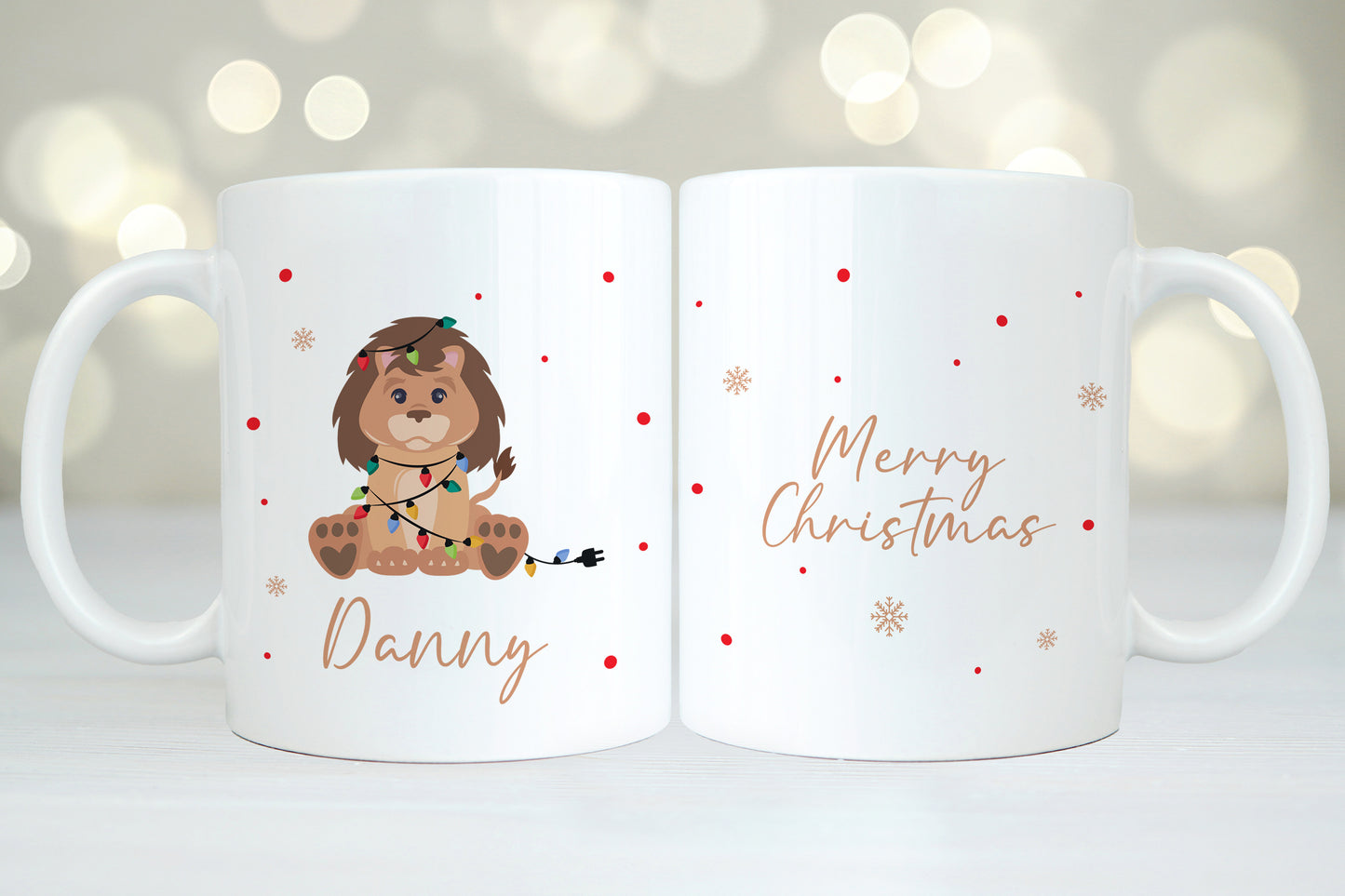 Keramik Tasse | mit Name | Weihnachts- Löwe
