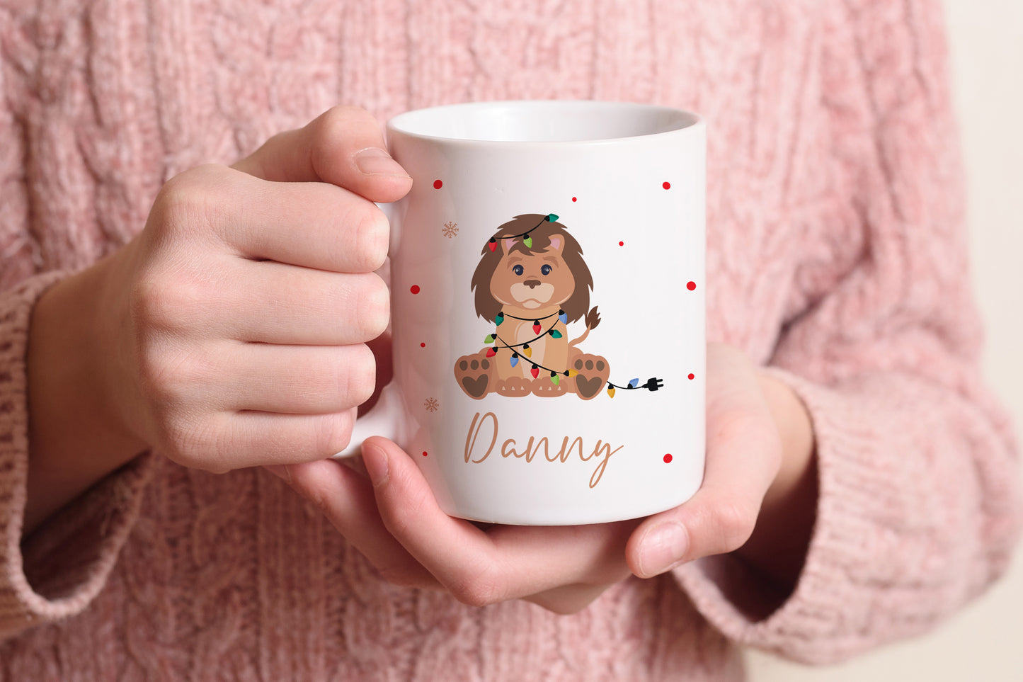 Keramik Tasse | mit Name | Weihnachts- Löwe