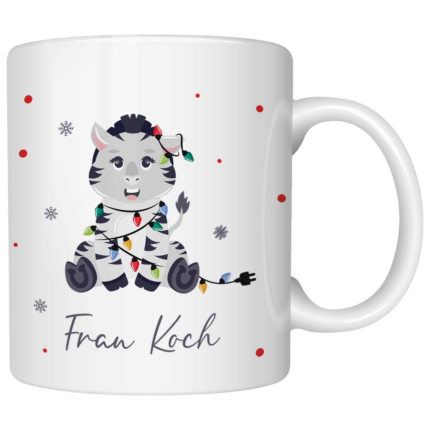 Keramik Tasse mit Name | Weihnachts- Zebra