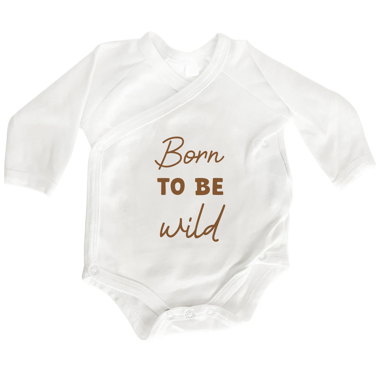 Baby Wickelbody aus Bio-Baumwolle | Born to be wild | Langarm Baby Body | Perfektes Geschenk zur Geburt | frecher Spruch - verschenkich.de