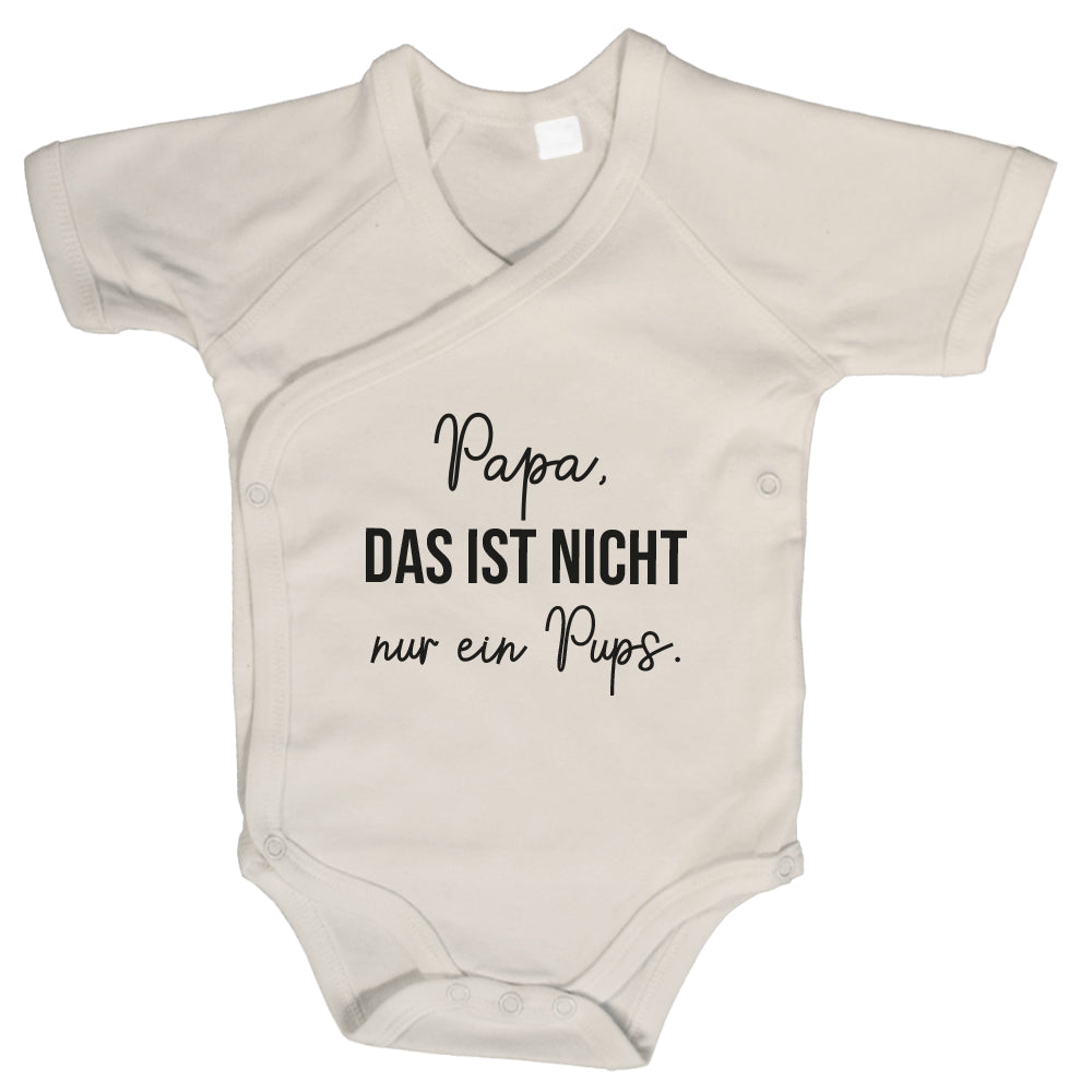 Baby Body Kurzarm mit Spruch | Wickelbody aus Bio-Baumwolle | Papa, das ist nicht nur ein Pups